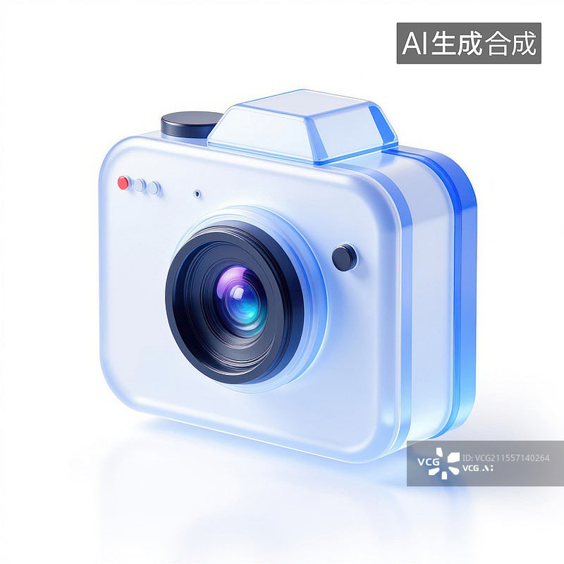 【AI数字艺术】简约相机科技感，3D相机图标，摄影图标图片素材