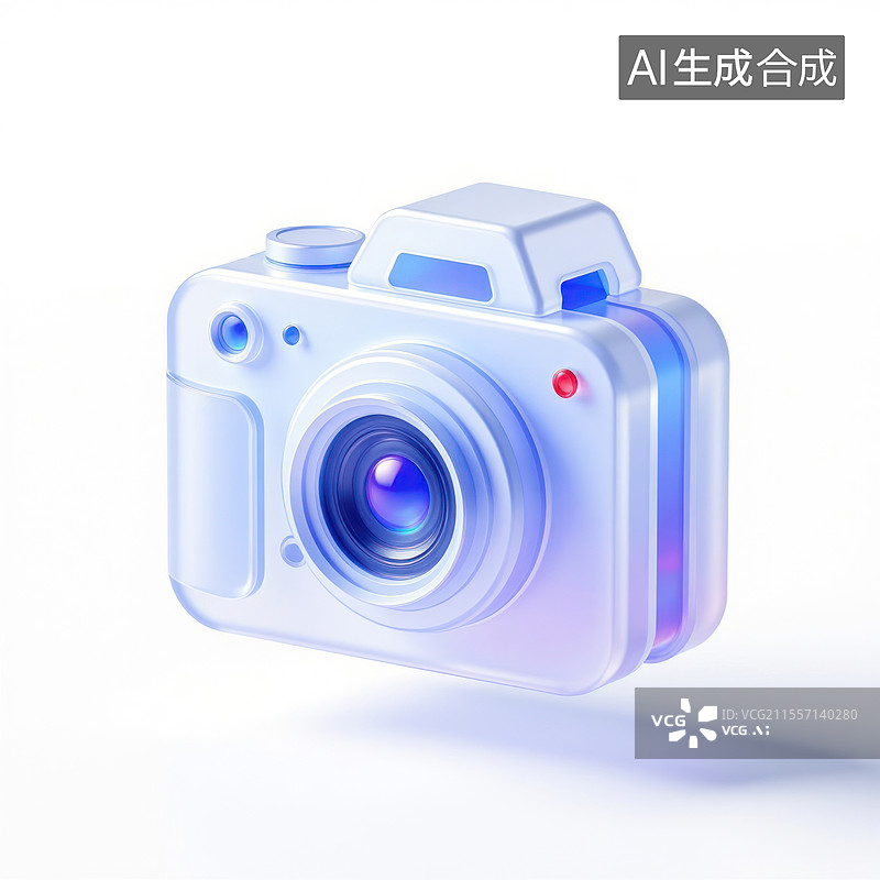 【AI数字艺术】简约相机科技感，3D相机图标，摄影图标图片素材