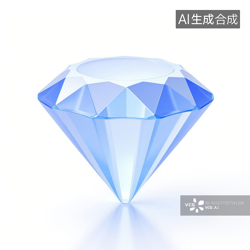 【AI数字艺术】晶莹剔透的钻石，3D钻石图标，尊贵VIP图片素材