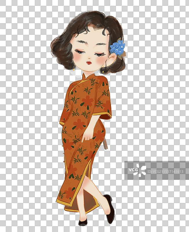 穿旗袍的女人图片素材
