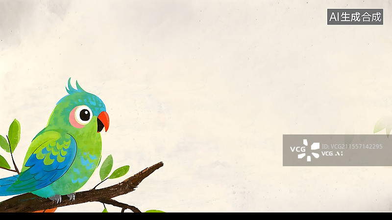 【AI数字艺术】鹦鹉2D卡通背景左下图片素材