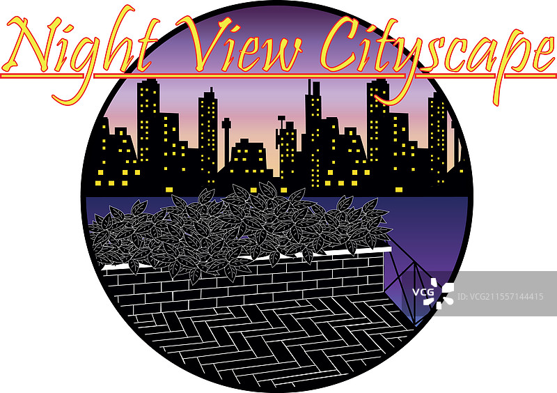 夜景城市轮廓标志设计图片素材