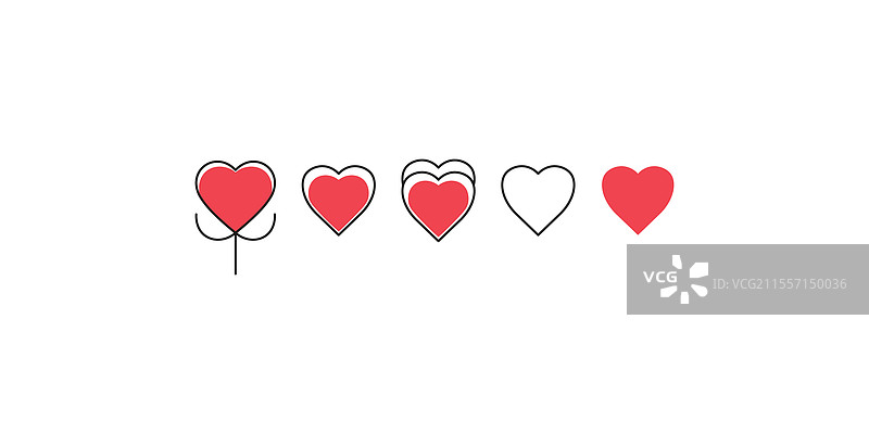 创意心形图标集，具有独特的轮廓和图片素材