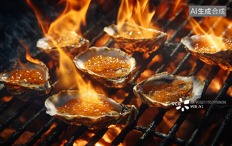 【AI数字艺术】生蚝烧烤图图片素材