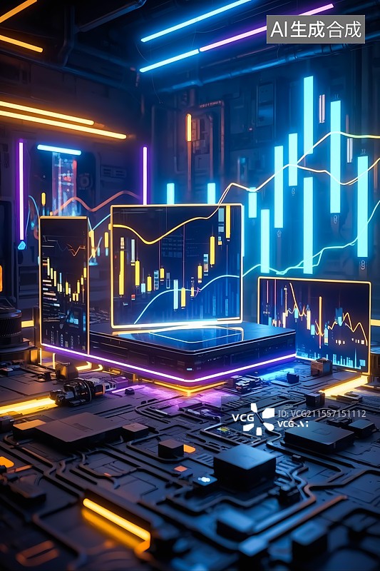 【AI数字艺术】金融商务概念三维插画图片素材
