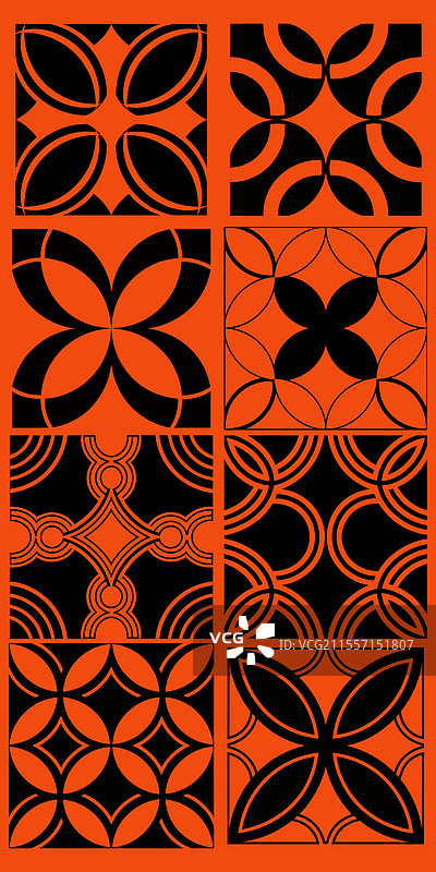 橙色几何瓷砖图案组合图片素材