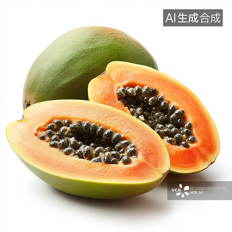 【AI数字艺术】木瓜水果插画图片素材