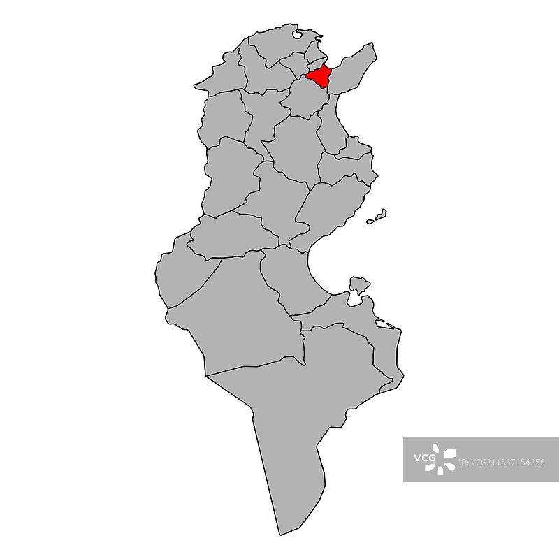 突尼斯本阿鲁斯省地图形状图片素材