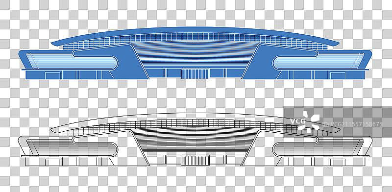 城市地标建筑剪影剪纸风格线条矢量插画—宣城站图片素材