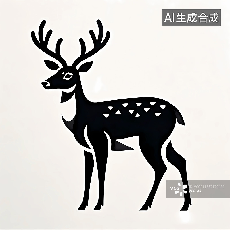 【AI数字艺术】驯鹿鹿角可爱小鹿剪影logo图标图片素材