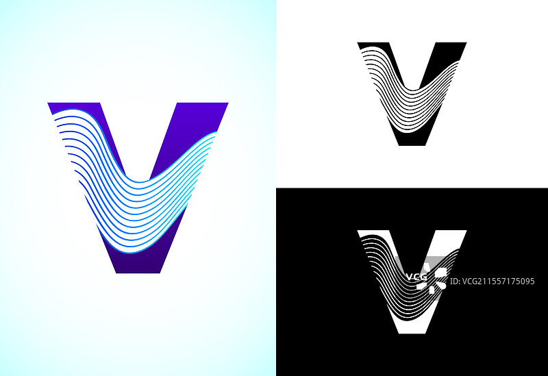抽象的V字母标志图形字母符号图片素材