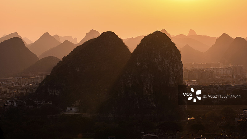 桂林南溪山日落图片素材
