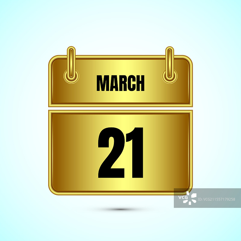 金色的3月21日日历和时间规划器图片素材