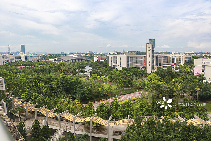 广州大学城校园俯瞰长廊图片素材