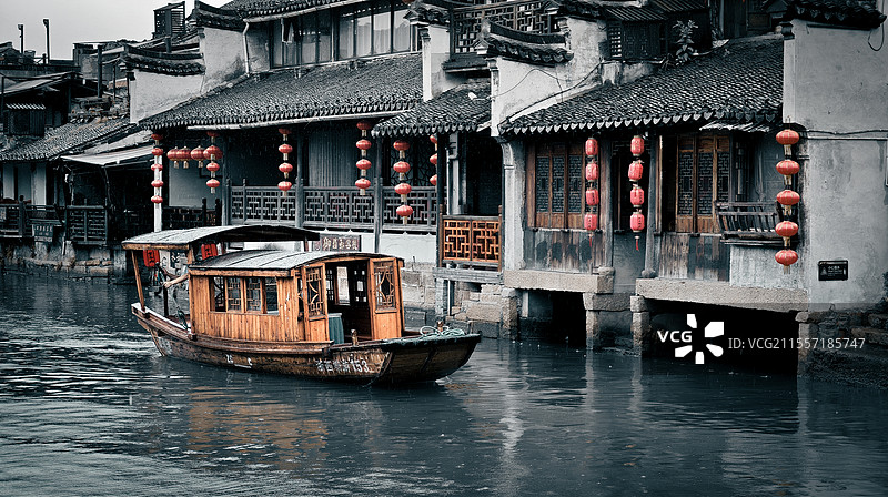 西塘古镇游船图片素材