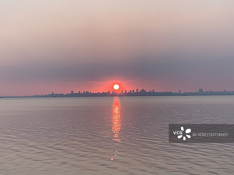 日落湖景图片素材