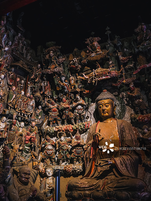 陕西蓝田水陆庵壁塑图片素材