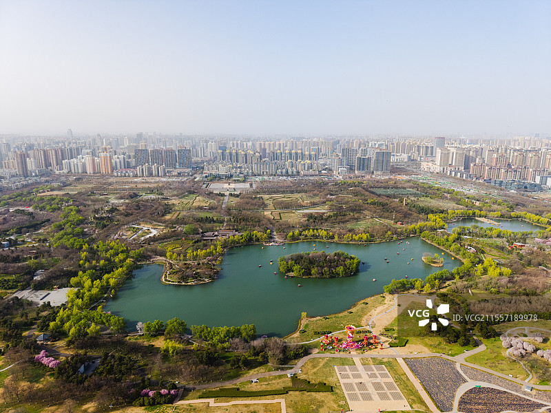 西安大明宫 航拍正视图图片素材