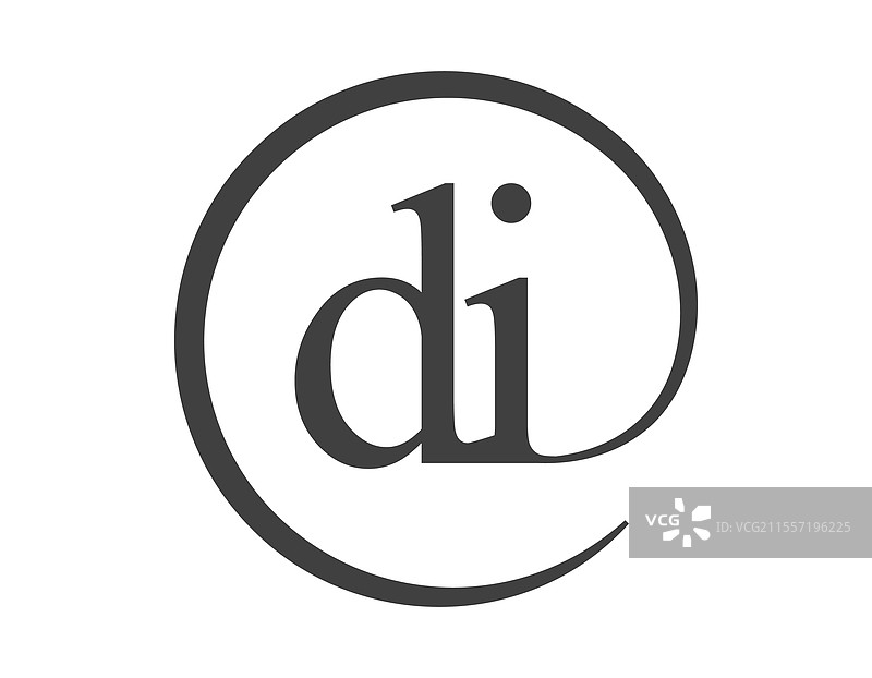 两个字母的圆形图标，带有电子邮件元素图片素材