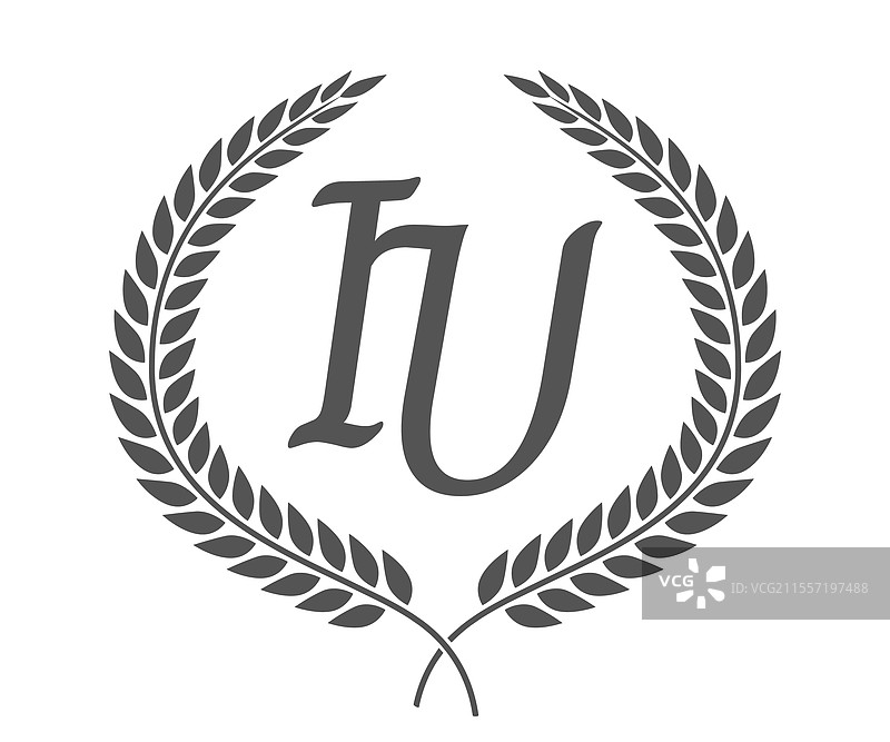 字母i和u的初始字母组合标志设计图片素材