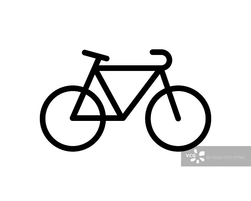 简单粗线条艺术自行车图标，完美适用于图片素材