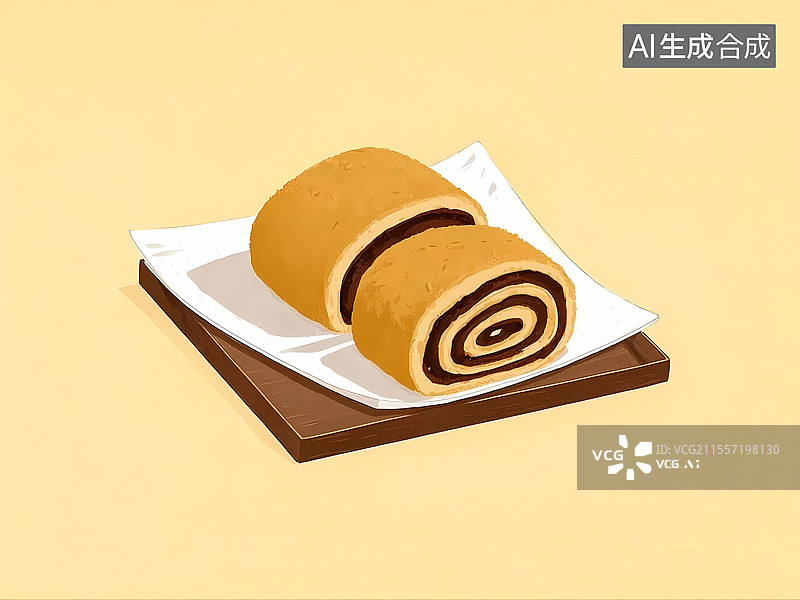 【AI数字艺术】卡通手绘中式点心老北京驴打滚图片素材