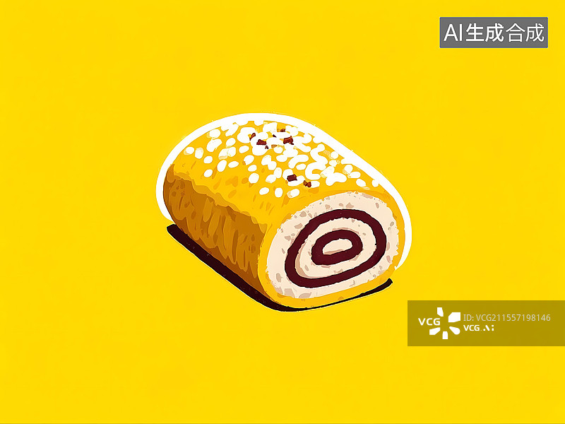 【AI数字艺术】卡通手绘中式点心老北京驴打滚图片素材