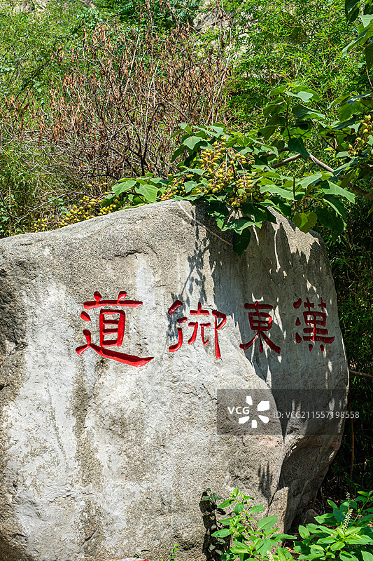 中国自然风光拍摄主题，山东省泰安市泰山东御道风景区，汉东御道石碑石刻碑刻，户外白昼无人图像摄影图片素材