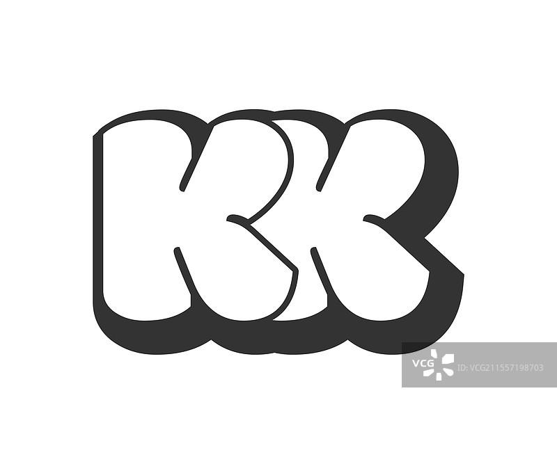 圆形气泡漫画字母的KK标志图片素材