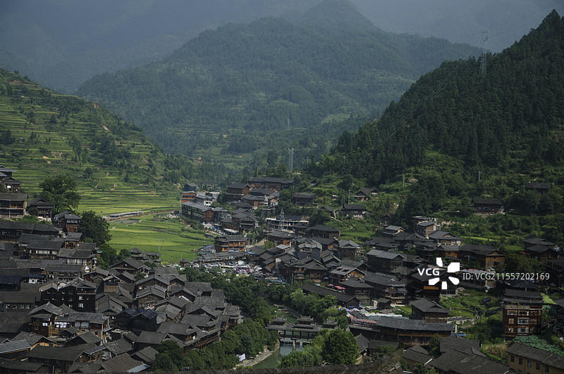 4AJ景区贵州西江千户苗寨美丽风光图片素材