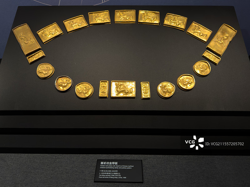 浙江省博物馆 獬豸纹金带板 明图片素材