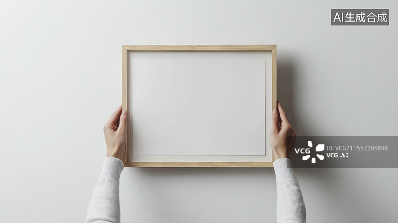 【AI数字艺术】手拿白色画框图片素材