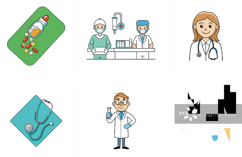 医生、药物、患者健康护理组合图片素材
