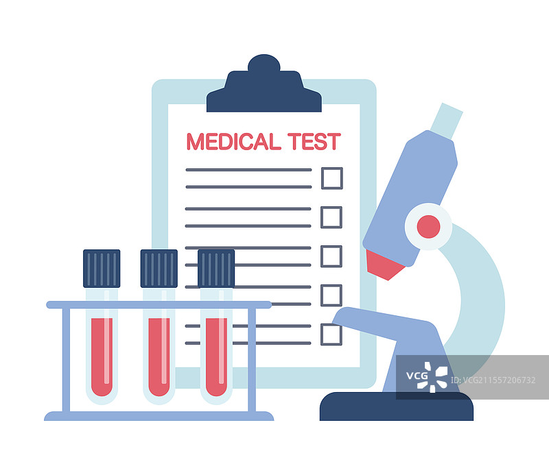 医学测试图标，试管和显微镜图片素材