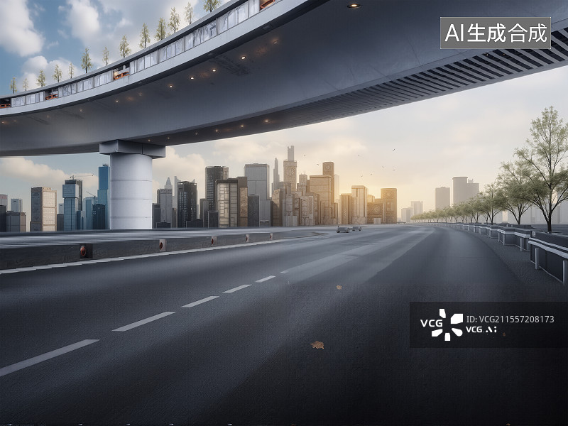 【AI数字艺术】悬臂结构通向天际图片素材