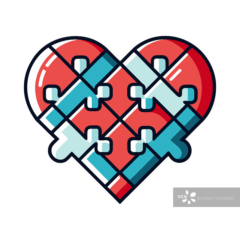 自闭症意识拼图心形元素图片素材