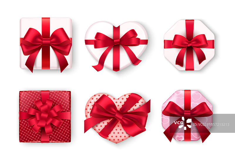 带有缎带的逼真装饰礼物图片素材