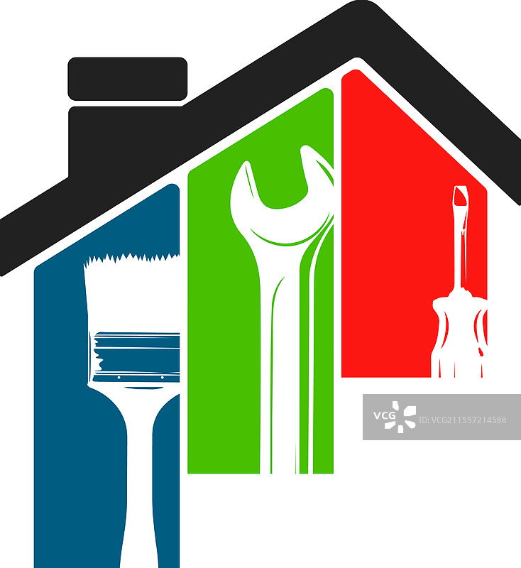 维修服务和建筑颜色符号图片素材