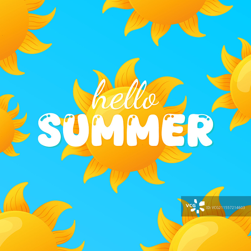 你好，夏天扁平设计图片素材
