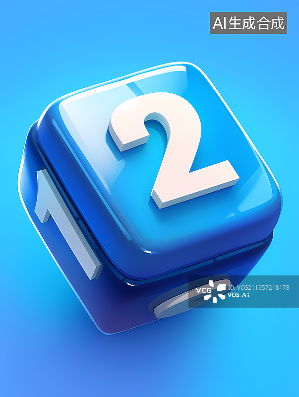 【AI数字艺术】蓝色数字立方体2特写图片素材