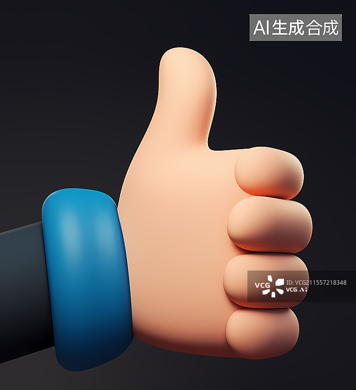 【AI数字艺术】竖起大拇指的卡通手图片素材