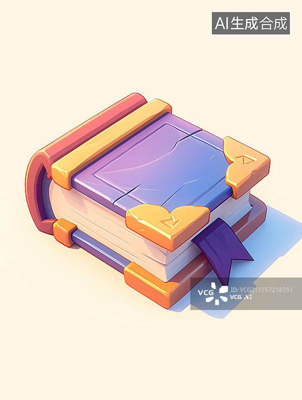 【AI数字艺术】多彩卡通风格魔法书籍图片素材