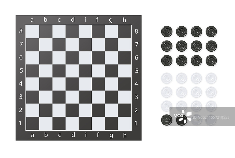 木质背景上的国际象棋棋盘和跳棋游戏图片素材