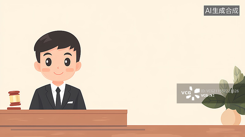 【AI数字艺术】2D卡通律师人物插画左下图片素材