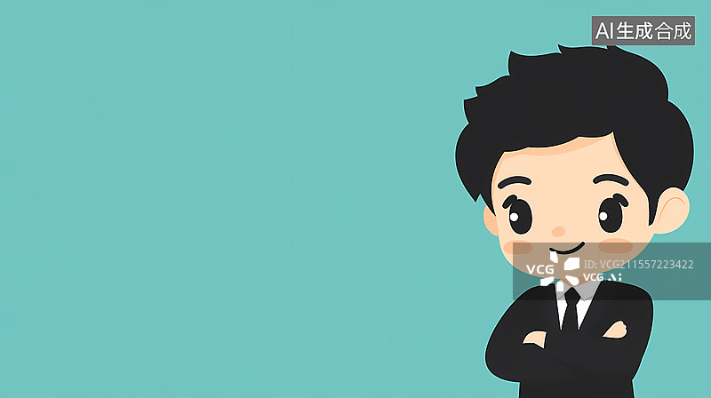 【AI数字艺术】2D卡通律师人物插画居右图片素材