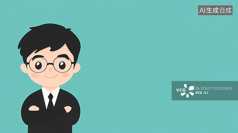 【AI数字艺术】2D卡通律师人物插画居左图片素材