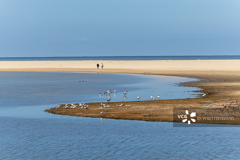 城市和海滩无人风景 lakes entrance湖口镇图片素材