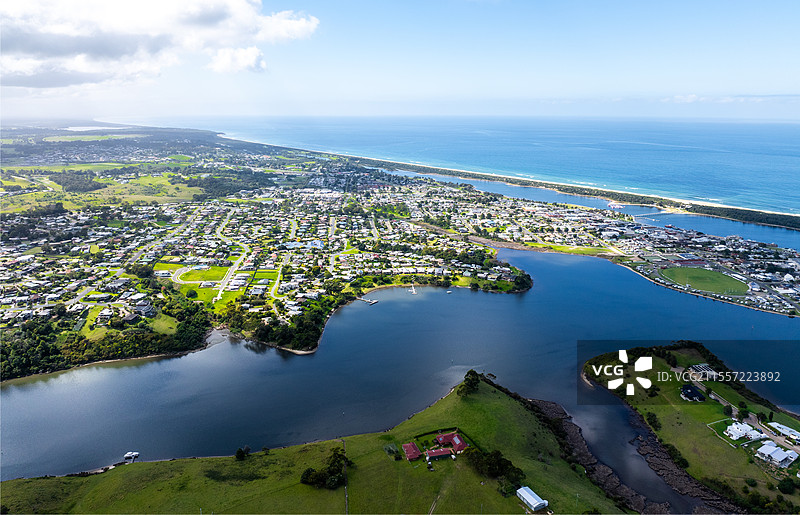 城市和海滩无人风景 lakes entrance湖口镇图片素材