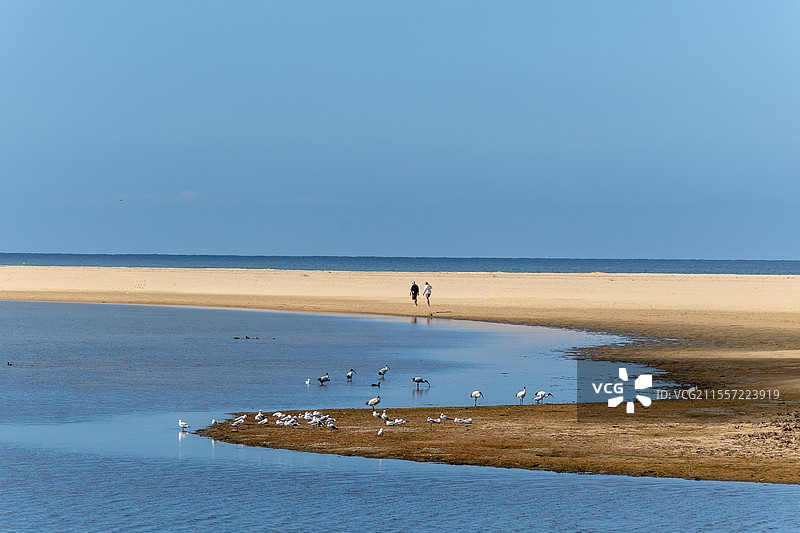 城市和海滩无人风景 lakes entrance湖口镇图片素材