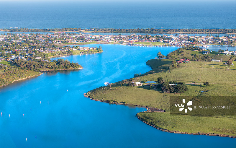 城市和海滩无人风景 lakes entrance湖口镇图片素材